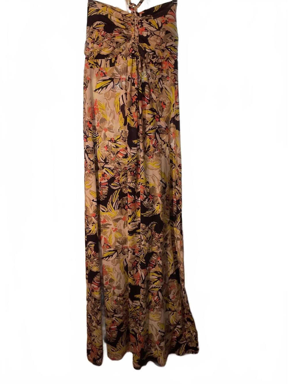 Love Fire Halter Floral Tropical Vacation Summer Maxi Dress Size Large - Picture 1 of 10